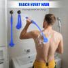 Back& Body Shaver for Men,Back Hair Trimmer for Men with Long Bendable Ergonomic Silicone Handle,10 of The Wet or Dry Disposable Razor Blades,Bath Brush Included(Blue) view 2