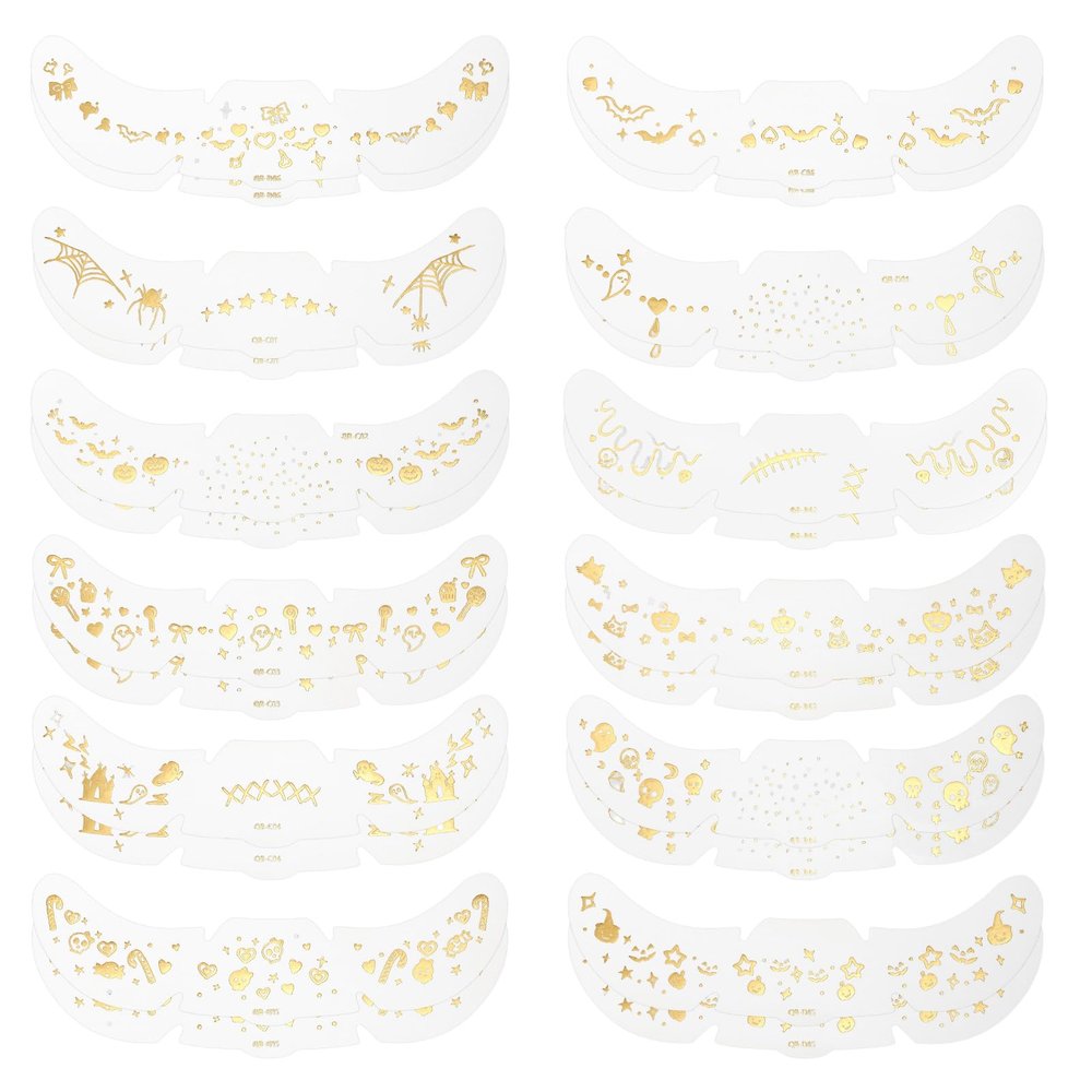 24pcs Freckles Makeup Patches, Waterproof Halloween Sparkle Freckle Tattoos Glitter Face Stickers for Women Masquerade Cosplay Music Festival Halloween Temporary Makeup Accessories (Gold)