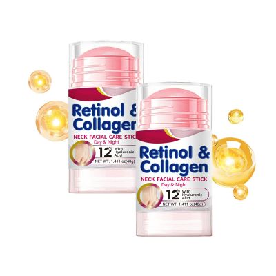 Retinol Neck Cream, 2 Pcs Retinol & Collagen Neck Firming Cream Stick, Firming, Lifting & Tightening for Wrinkles, Fine Lines & Sagging Skin, Nourishing & Smoothing,Gentle Formula for Neck & Dcollet