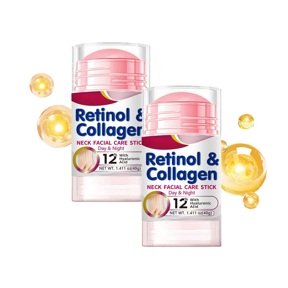 Retinol Neck Cream, 2 Pcs Retinol & Collagen Neck Firming Cream Stick, Firming, Lifting & Tightening for Wrinkles, Fine Lines & Sagging Skin, Nourishing & Smoothing,Gentle Formula for Neck & Dcollet