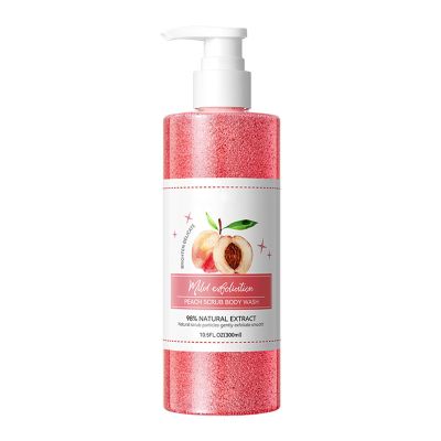 ACSUSS Peach Body Wash Scrub 300ml Exfoliating Cleanser for Women Men Hydrating Shower Gel for Soft Smooth Skin Daily Body Care
