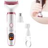 5-in-1 Rechargeable Electric Women's Grooming Kit, White and Pink, Digital Display, Wet/Dry Shaver, Facial Hair Trimmer with Nose Hair Attachment view 3