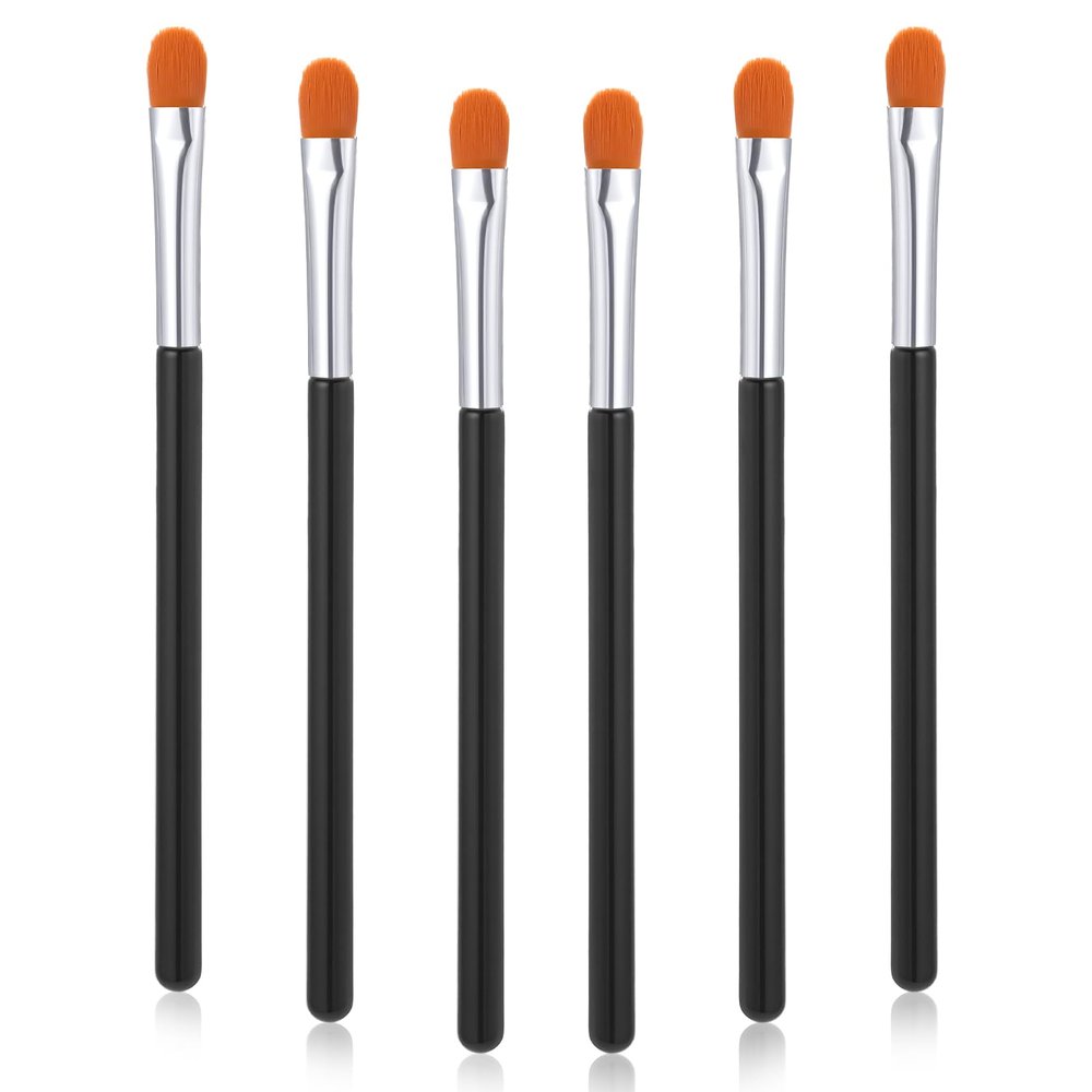 6PCS Extra Flat Round Eyebrow Concealer Brush, Flat Concealer Brush, Small Foundation Makeup Brushes Synthetic Contour Brushes for Blending Setting Buffing with Liquid, Cream, Powder Cosmetic