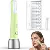 Dermaplane Razor for Women Face, WLU Rechargeable Face Dermaplaning Tool  Peach Fuzz, Facial Hair & Exfoliation Removal, Sonic Technology with LED Light, 3 Speeds & 10 Blades (Green) view 1