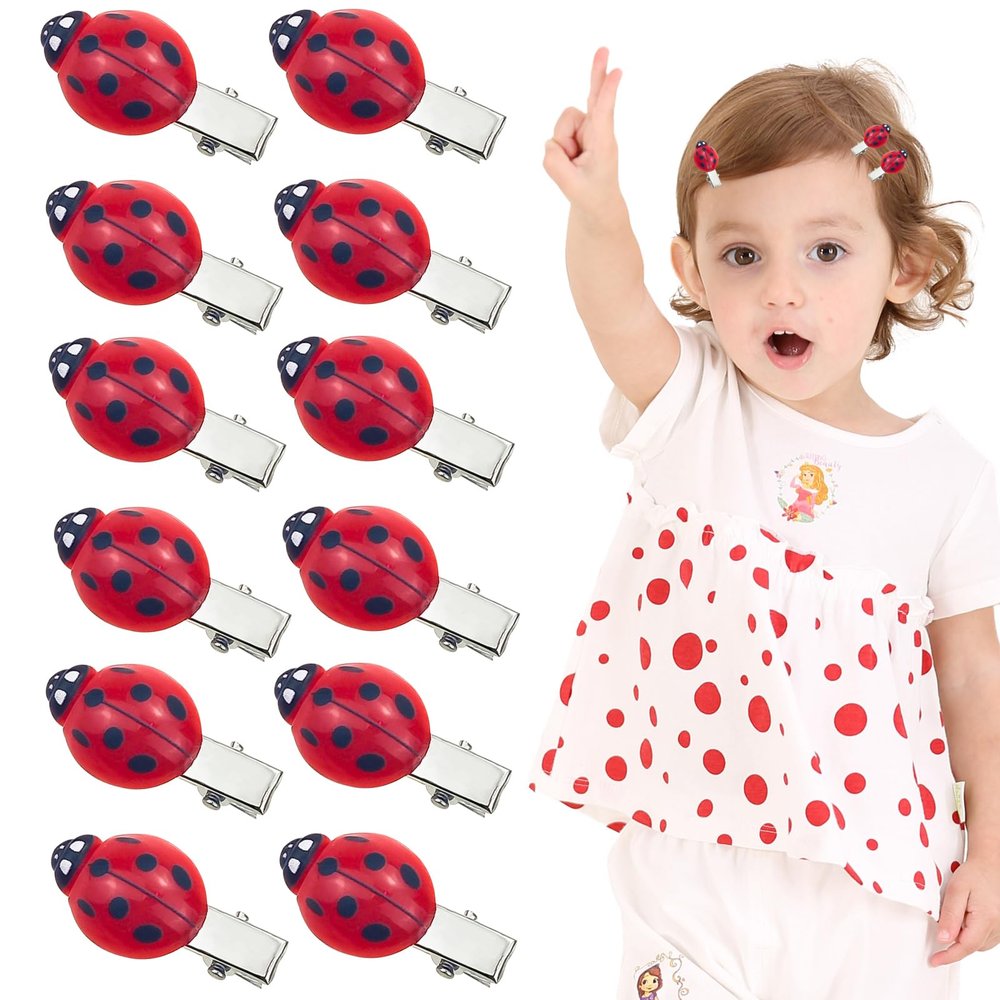 20 PCS Fun Ladybug Hair Clips, Animal Hair Clips for Girls and Women Hair Accessories for Back to School Halloween Cosplay Themed Party