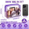 CHICAUP 6 Pieces Clear Makeup Bags Bulk TSA Approved Toiletry Bag for Travel PVC Waterproof Clear Cosmetic Pouch with Zipper for Men and Women Carry-on Travel Essentials (Purple) view 2
