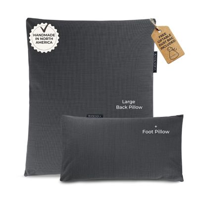 BADESOFA Luxury Bath Pillow Set 2-Piece  Large Back Pillow & Foot Pillow for Tub  Spa-Grade Comfort for Head, Neck, Back & Feet  Quick Drying Bathtub Cushion Set in Charcoal