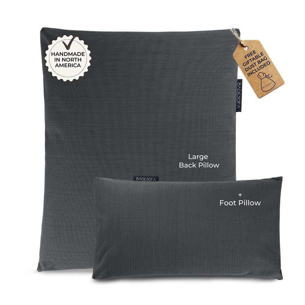 BADESOFA Luxury Bath Pillow Set 2-Piece Large Back Pillow & Foot Pillow for Tub Spa-Grade Comfort for Head, Neck, Back & Feet Quick Drying Bathtub Cushion Set in Charcoal