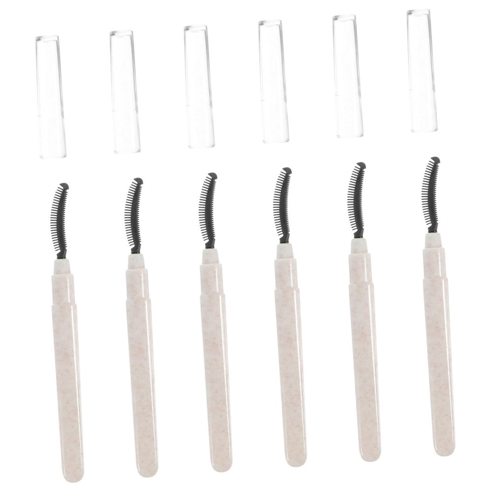 GALPADA 6pcs Lash Wands with Cover Skin Friendly Reusable Eyelash and Eyebrow Brushes for Natural Makeup Travel and Salon Use