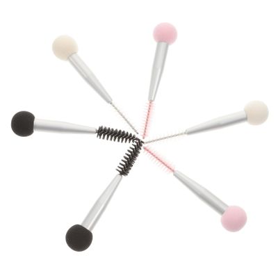 Beaupretty 6Pcs Double Ended Makeup Sponge Applicator for Blending and Eyebrow Mascara Application Dual Head Cosmetic Tools in White Pink and Black for Precise Makeup and Professional Use