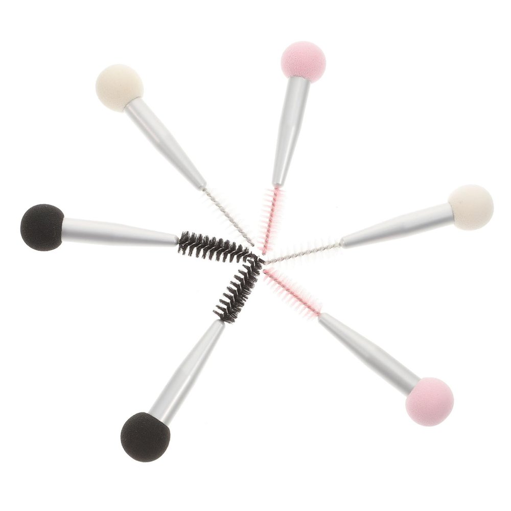 Beaupretty 6Pcs Double Ended Makeup Sponge Applicator for Blending and Eyebrow Mascara Application Dual Head Cosmetic Tools in White Pink and Black for Precise Makeup and Professional Use