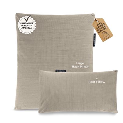 BADESOFA Luxury Bath Pillow Set 2-Piece  Large Back Pillow & Foot Pillow for Tub  Spa-Grade Comfort for Head, Neck, Back & Feet  Quick Drying Bathtub Cushion Set in Beige