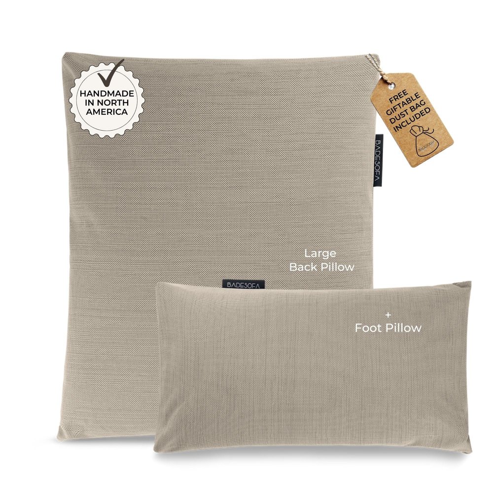 BADESOFA Luxury Bath Pillow Set 2-Piece  Large Back Pillow & Foot Pillow for Tub  Spa-Grade Comfort for Head, Neck, Back & Feet  Quick Drying Bathtub Cushion Set in Beige