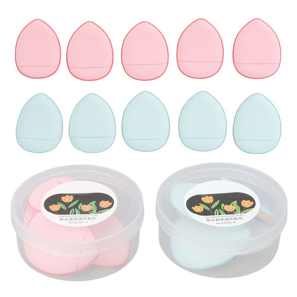 10pcs Finger Makeup Sponge Soft Elastic Cosmetic Powder Puff for Foundation Concealer BB Cream Pink Blue 10pcs Sponge