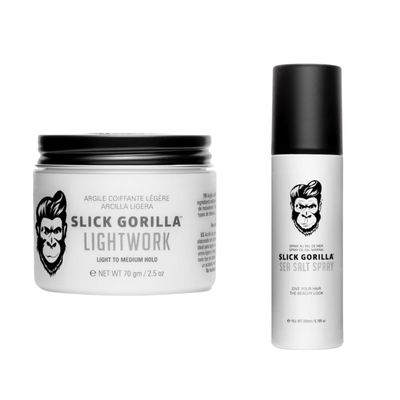 Slick Gorilla Natural Texture Set  Lightwork Matte Hair Clay (2.5 oz) and Sea Salt Spray (200ml) Matte Finish Flexible Hold Lightweight & Water-Based Non-Greasy Everyday Styling Duo