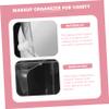 ADOCARN Rotating Makeup Brush Storage Box with Lid Desktop Cosmetic Brush Organizer Holder for Large Capacity Dustproof Multi Use Makeup and Pen Holder Elegant White Design for Vanity and view 3