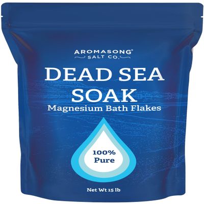 Aromasong Magnesium Flakes, 15lb  Dead Sea Bath & Foot Soak  Superior Alternative to Epsom Salt with 27,360 Mg of Magnesium Per Bath, Bulk Pack