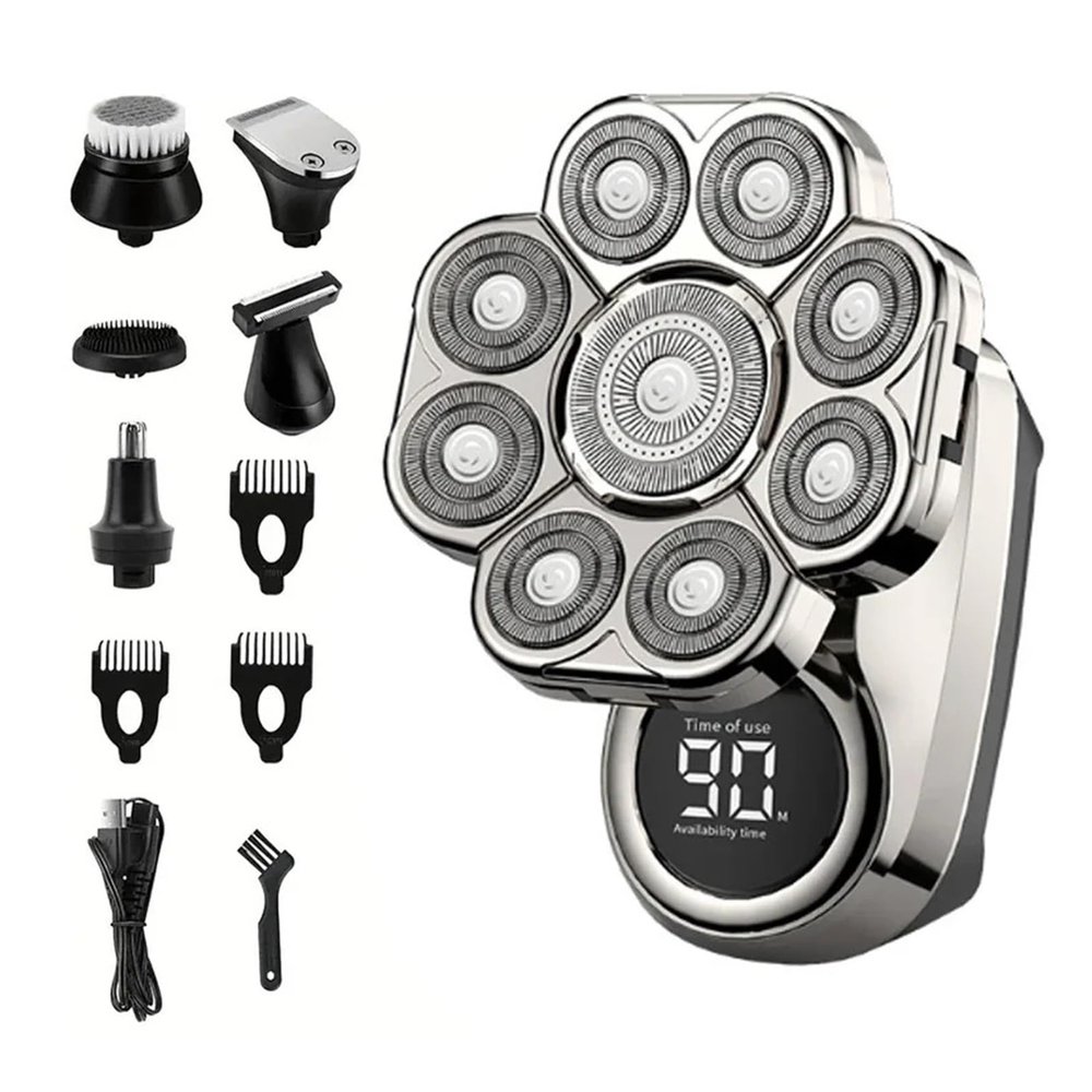 9D Floating Electric Shaver for Men - IPX7 Waterproof Bald Head Razor with Wet/Dry Shaving, Grooming Kit & LED Display