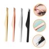 CATIEBYE 4pcs Stainless Steel Eyebrow Tweezers with Precise Tips for Hair Removal Lash Extension Applicators Comfortable Grip Beauty Tools in Black Rose Gold Gold view 4