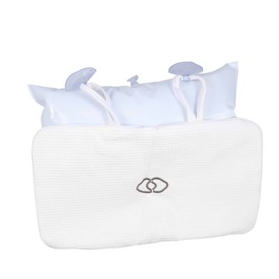 Baluue 2PC Bathroom Bath Pillows with Built in Inflatable PVC Air Bags Slip Suction Cups Bathtub Cushions for Head and Neck Support Mesh Texture Spa Relaxation White