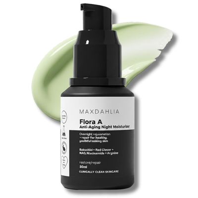 MAXDAHLIA Flora A Anti-Aging Night Moisturizer Retinol Alternative Bakuchiol & Botanical Night Cream Hydrating, Firming & Wrinkle-Reducing Moisturizer for Youthful Radiance