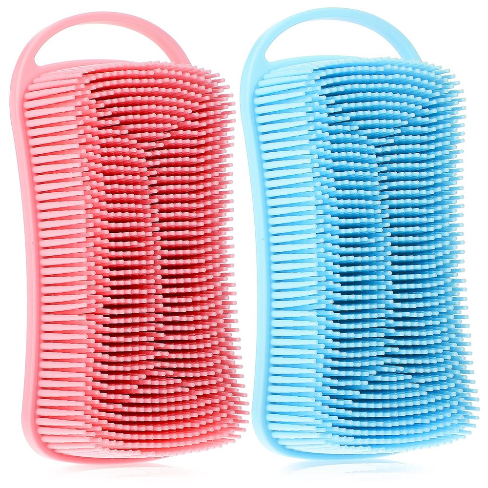 Healeved 2pcs Silicone Body Scrubber Exfoliator for Showering Soft Bathing Brush for Gentle Deep Cleaning of Legs Arms Whole Body Reusable Bathroom Skin Cleaner