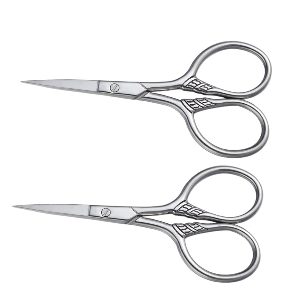 NOLITOY 2Pcs Stainless Steel Beard Shears Mens Mustache Trimming Scissors Rust Facial Hair Grooming Tool for Precise Styling