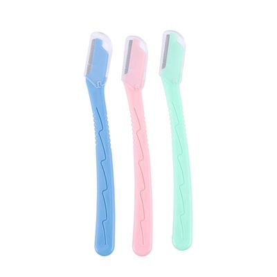 Baluue 3PCS Stainless Steel Eyebrow Razors Portable Eyebrow Trimmer for Women Lightweight Non Slip Grip Makeup Tool Kit Travel Friendly Mixed Colors Random Color