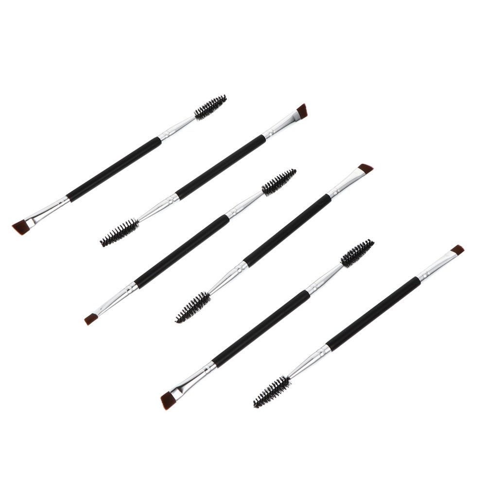 PartyKindom 6Pcs Angled Eyebrow Brushes with Spoolie Dual Ended Eye Brow Makeup Tools for Precise Shaping and Blending Portable Black Birthday Women and Makeup Enthusiasts