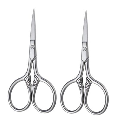Baluue 2Pcs Stainless Steel Beard Shears Men Mustache Trimming Scissors Facial Hair Grooming Tool for Precise Styling and Silver