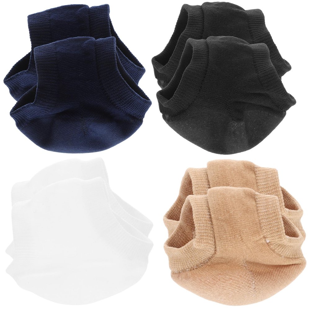 Beaupretty 4 Pairs Moisturizing Gel Heel Socks for Cracked Heels Comfortable Breathable Cotton Half Feet Socks with Gel Lining for Men and Women Soft Protective Covers for Dry Rough Skin