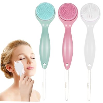 Beaupretty 3pcs Silicone Facial Brush Soft Manual Exfoliating Face Scrubber with Ergonomic Handle for Gentle Deep Cleansing and Massage Portable Lightweight Face Wash Brushes for Women