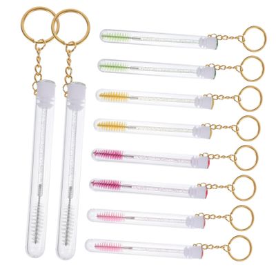 WOFASHPURET 10 pcs Eyelash Brush with Tubes and Keychain for Women Portable Makeup Lash Brushes Durable Plastic Spoolies for Easy Storage and Gift Giving