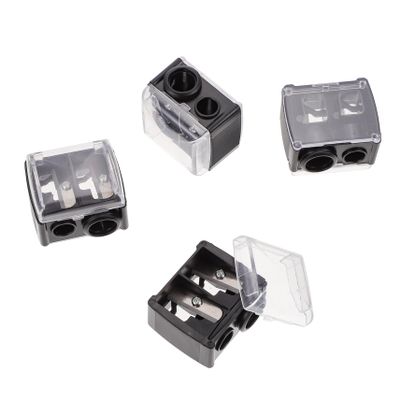 MAJORMENCH 4pcs Dual Brow Pencil Sharpener for Women Compact Lightweight Cosmetic Eyeliner and Eyebrow Pencil Sharpener with Durable Blades Easy to Use and Carry Random Color