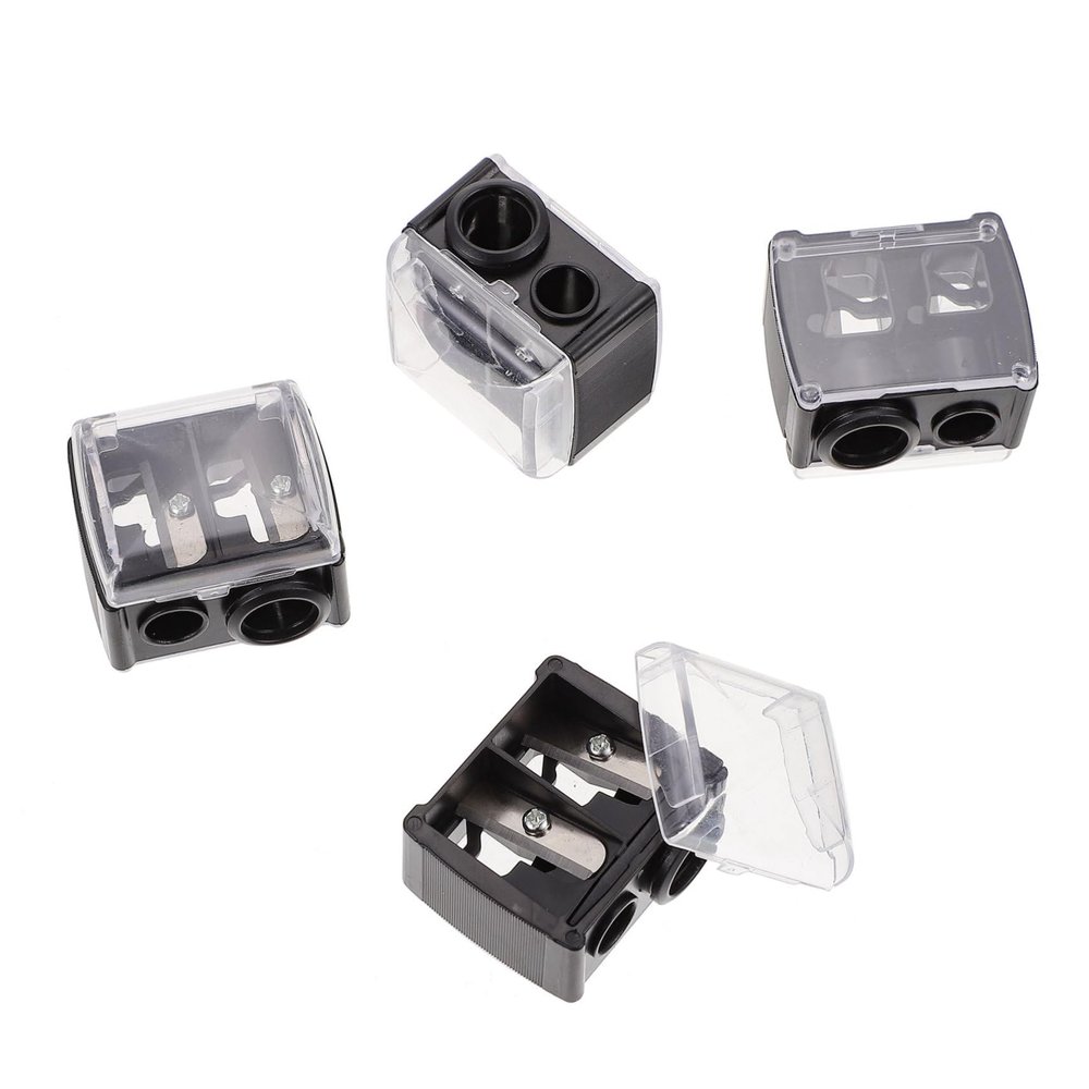 MAJORMENCH 4pcs Dual Brow Pencil Sharpener for Women Compact Lightweight Cosmetic Eyeliner and Eyebrow Pencil Sharpener with Durable Blades Easy to Use and Carry Random Color