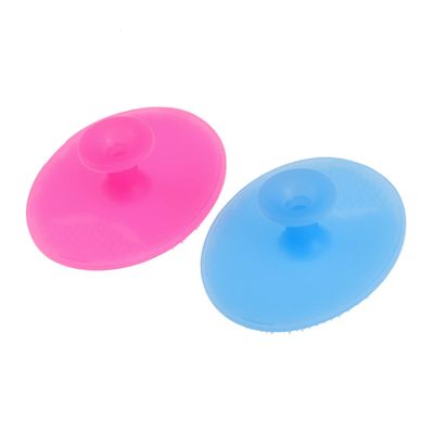 Didiseaon 2pcs Silicone Face Cleanser Brush Pads Small Sky Blue Rose Red Gentle Facial Exfoliating Massager for All Skin Types Handheld Non Abrasive Silicone Cleaning Pads for Women and Boy
