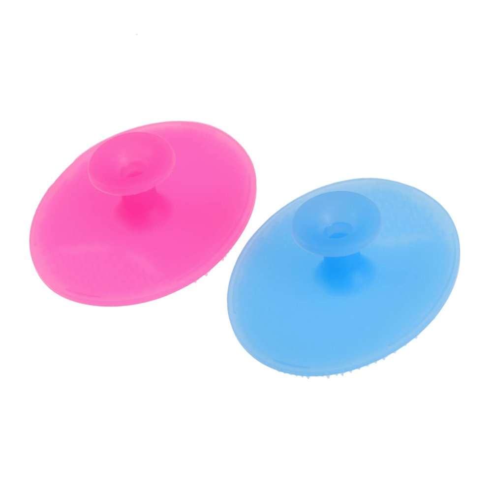 Didiseaon 2pcs Silicone Face Cleanser Brush Pads Small Sky Blue Rose Red Gentle Facial Exfoliating Massager for All Skin Types Handheld Non Abrasive Silicone Cleaning Pads for Women and Boy