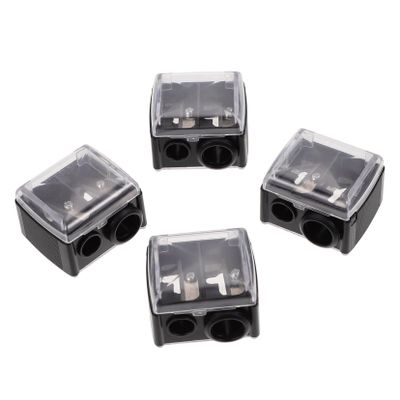 COOLHIYA 4pcs Double Eyeliner Pencil Sharpener Durable Cosmetic Tool for Small and Makeup Pencils Safe and Craftsmanship Design Black Random Color