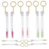 COOLHIYA 10 pcs Makeup Eyelash Brush with Rhinestone Keychain and Protective Tube Portable Lash Brush for Women Durable Plastic Material Unique Decorative Design Easy to Store and Carry view 1