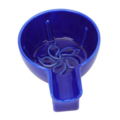 Healifty Ceramic Shaving Bubble Container with Handle Practical Blue Foaming Bowl for Men Smooth Polished Edges Durable Design for Home and Barber Use Family and Friends