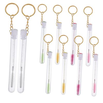 BUTIFULSIC 10 pcs Makeup Lash Brush with Keychain and Tubes for Women Portable Lightweight Eyelash Brushes with Decorative Crystal Design High Grade Material Cosmetic Applicators Gift