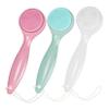 Healifty 3pcs Soft Silicone Facial Cleansing Brush Manual Face Scrubber with Ergonomic Handle for Deep Exfoliation and Gentle Skin Care Compact Travel in White Pink Green view 1