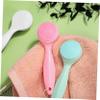 Healifty 3pcs Soft Silicone Facial Cleansing Brush Manual Face Scrubber with Ergonomic Handle for Deep Exfoliation and Gentle Skin Care Compact Travel in White Pink Green view 4
