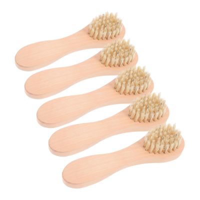 ETHZZLE 5pcs Manual Facial Cleansing Brush with Soft Wooden Handle Deep Cleansing Skin Care Tools for Pore Cleaning and Face Massage Durable and Gentle Exfoliator for Women