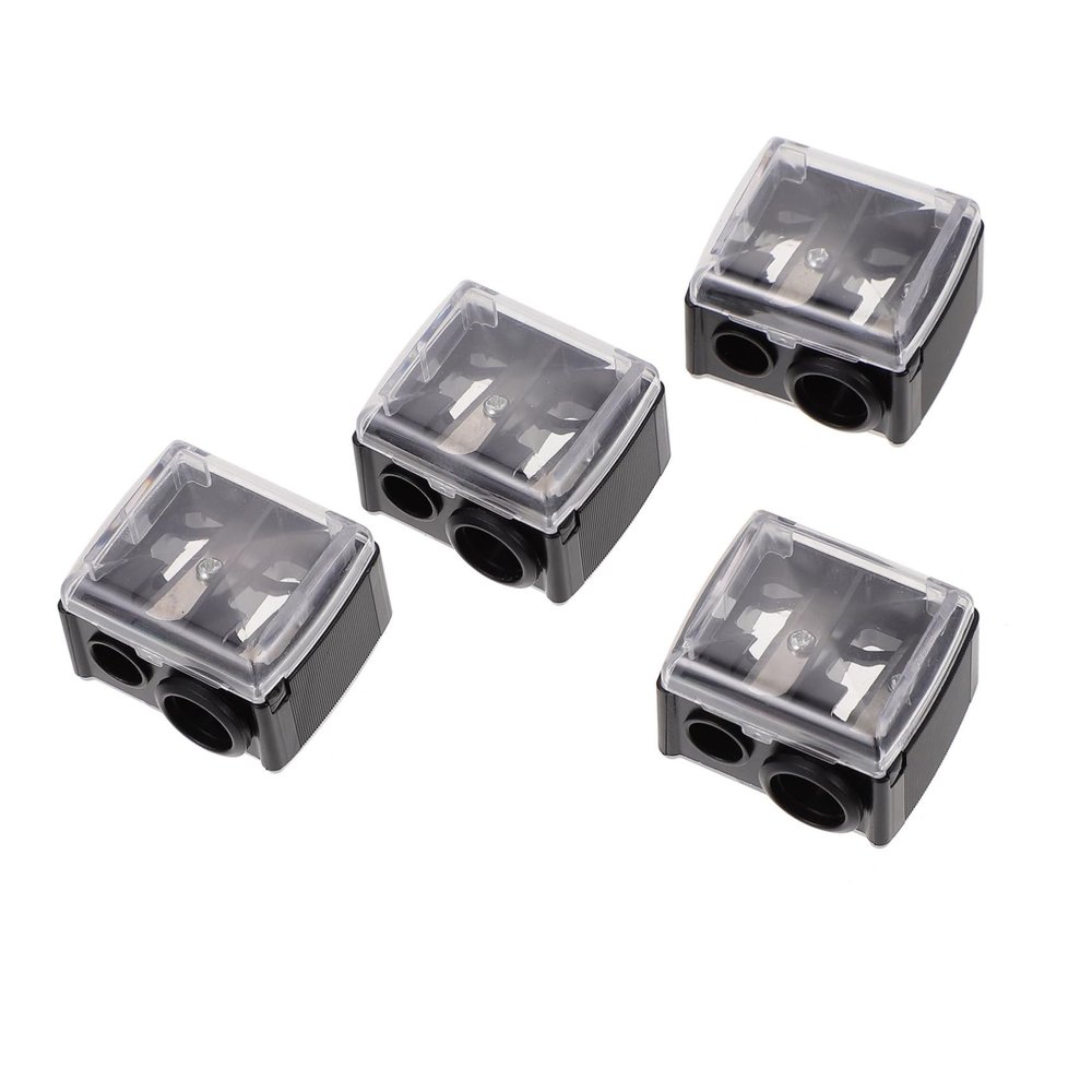 ASAKKURA 4pcs Double Eyebrow and Eyeliner Pencil Sharpener for Women Durable Dual Cosmetic Sharpener Practical Makeup Tool for Home Office and School Use Black Random Color