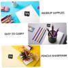 HAPINARY 4pcs Dual Eyebrow Liner Sharpener with Lid Compact Makeup Tool for Eyeliner and Brow Pencils Mess Shavings Collector Durable Black Pencil Sharpener for Women Random Color view 4