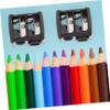 Healifty 4pcs Dual Makeup Pencil Sharpener for Eyeliner and Eyebrow Pencils with Shavings Collector Durable Cosmetic Pen Sharpener for Women Black Random Color view 4
