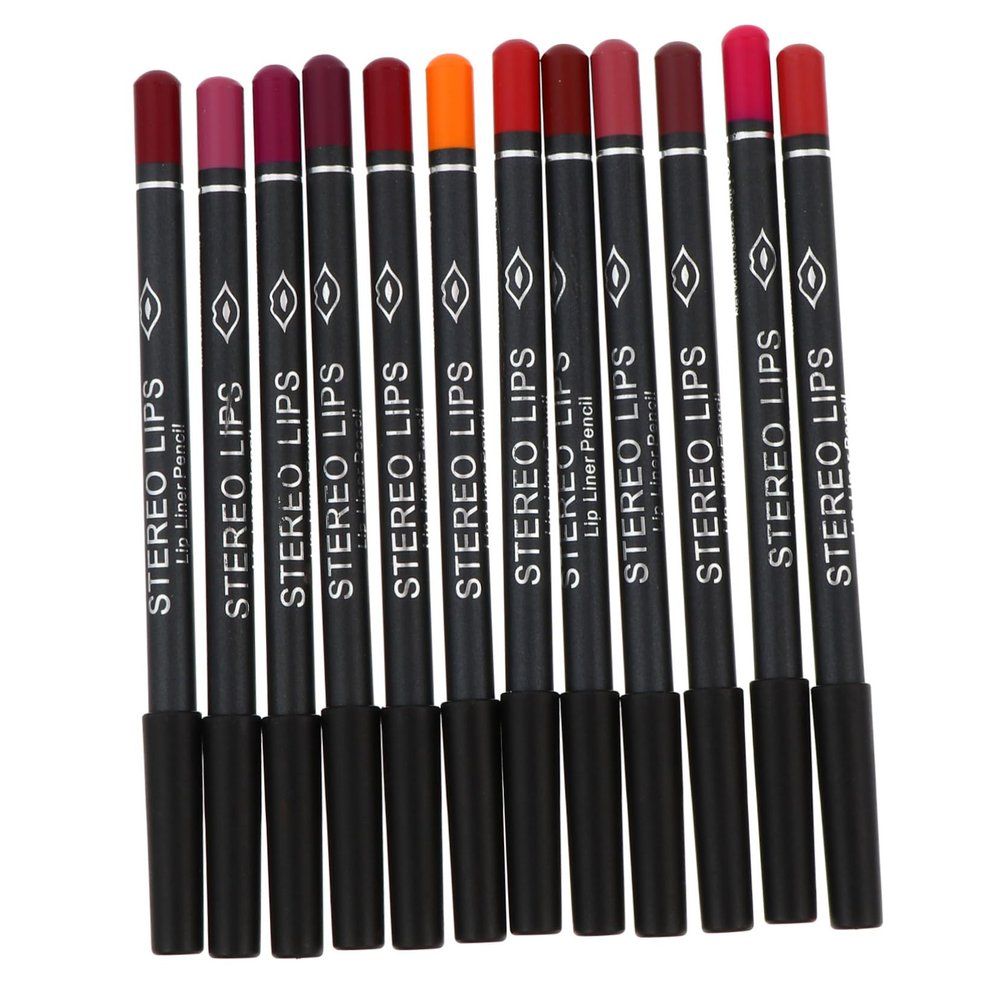 NOLITOY 12Pcs Lip Liner Pencil Smooth Matte Lip Line Tool Wood Material and Smudge Resistant and