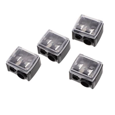 MUCKLILY 4pcs Dual Makeup Pencil Sharpeners for Eyebrow and Lip Liner Durable Manual Cosmetic Sharpening Tool for Small and Pencils Portable Black Random Color