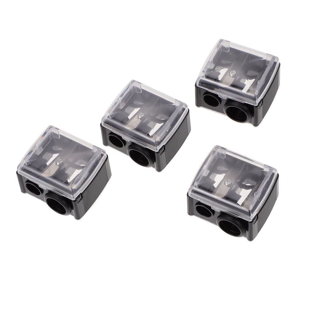 MUCKLILY 4pcs Dual Makeup Pencil Sharpeners for Eyebrow and Lip Liner Durable Manual Cosmetic Sharpening Tool for Small and Pencils Portable Black Random Color
